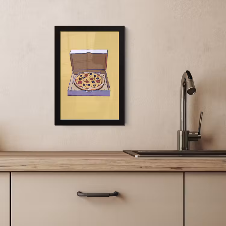 Bilder mit Rahmen - Pizza - Schachtel - Salami - Illustration — 3