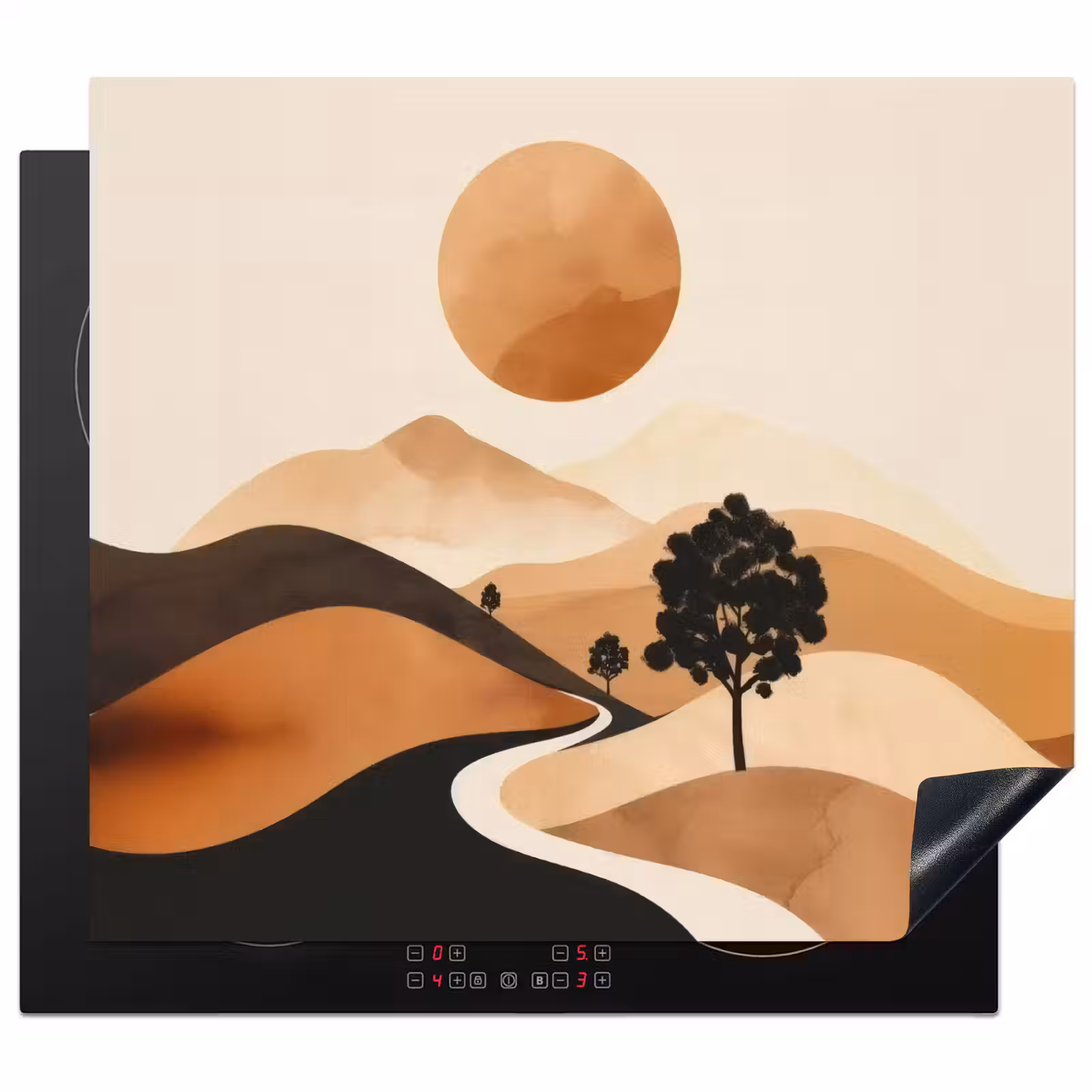 Herdabdeckplatte - Sonne - Hügel - Baum - Abstrakt — 1