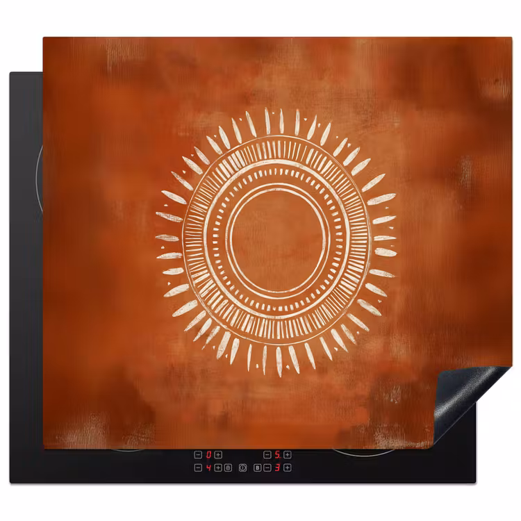 Herdabdeckplatte - Abstrakt - Linien - Sonnenstrahlen - Rötlichbraun — 1