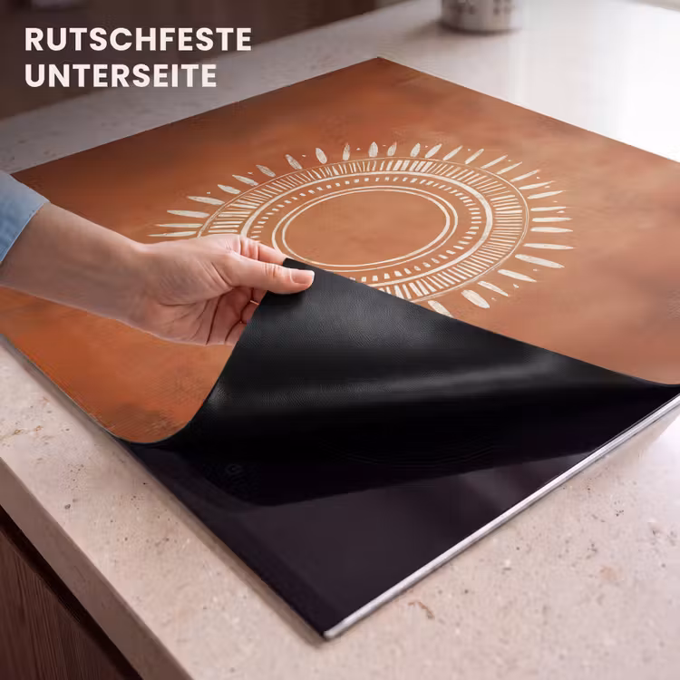 Herdabdeckplatte - Abstrakt - Linien - Sonnenstrahlen - Rötlichbraun — 6