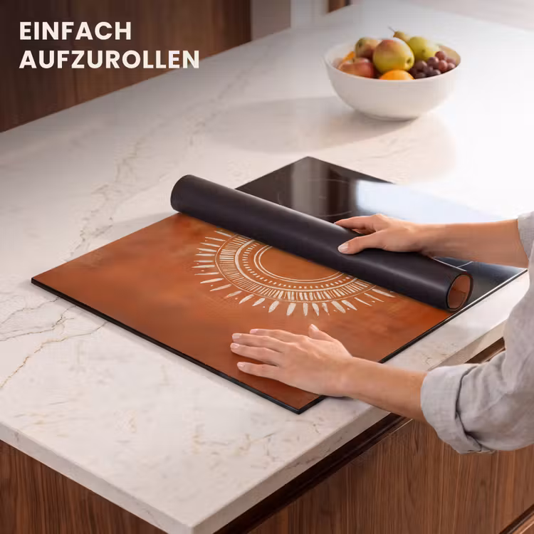 Herdabdeckplatte - Abstrakt - Linien - Sonnenstrahlen - Rötlichbraun — 7