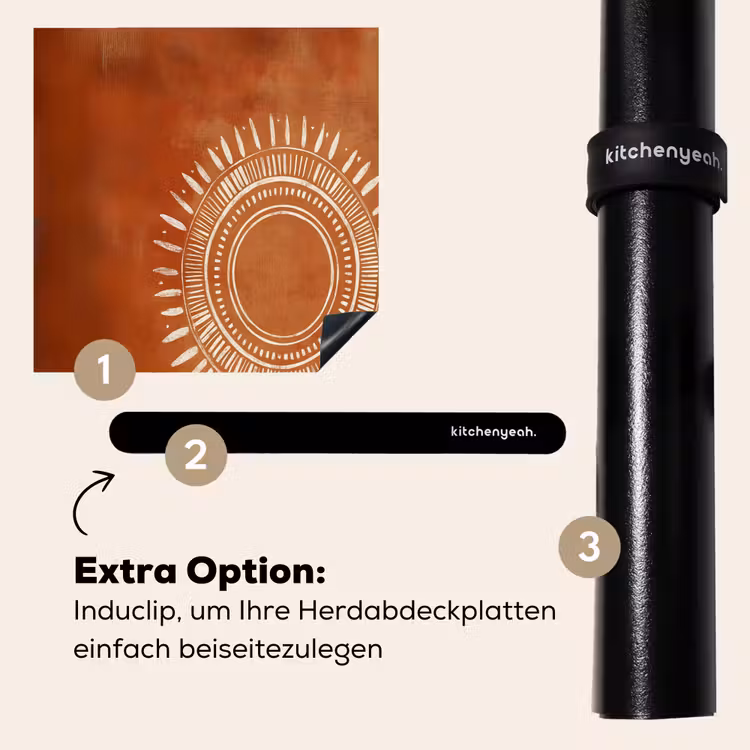 Herdabdeckplatte - Abstrakt - Linien - Sonnenstrahlen - Rötlichbraun — 8