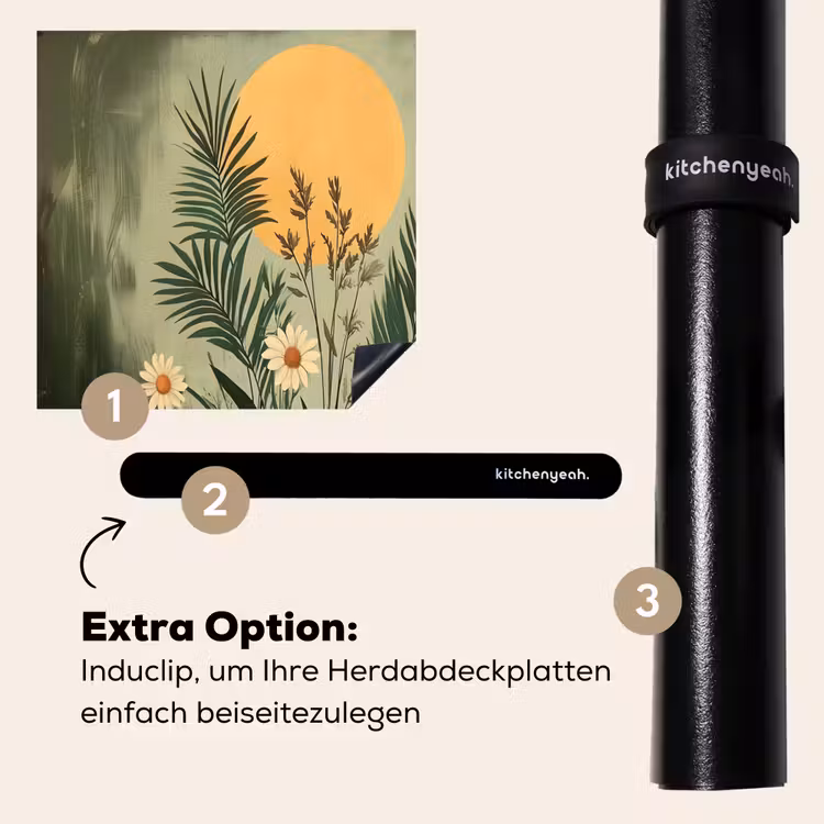 Herdabdeckplatte - Blumen - Blätter - Sonne - Grün — 8