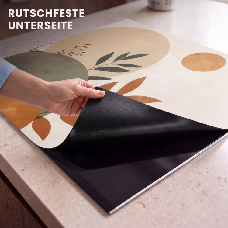 Herdabdeckplatte - Formen - Rund - Blätter - Beige — 6