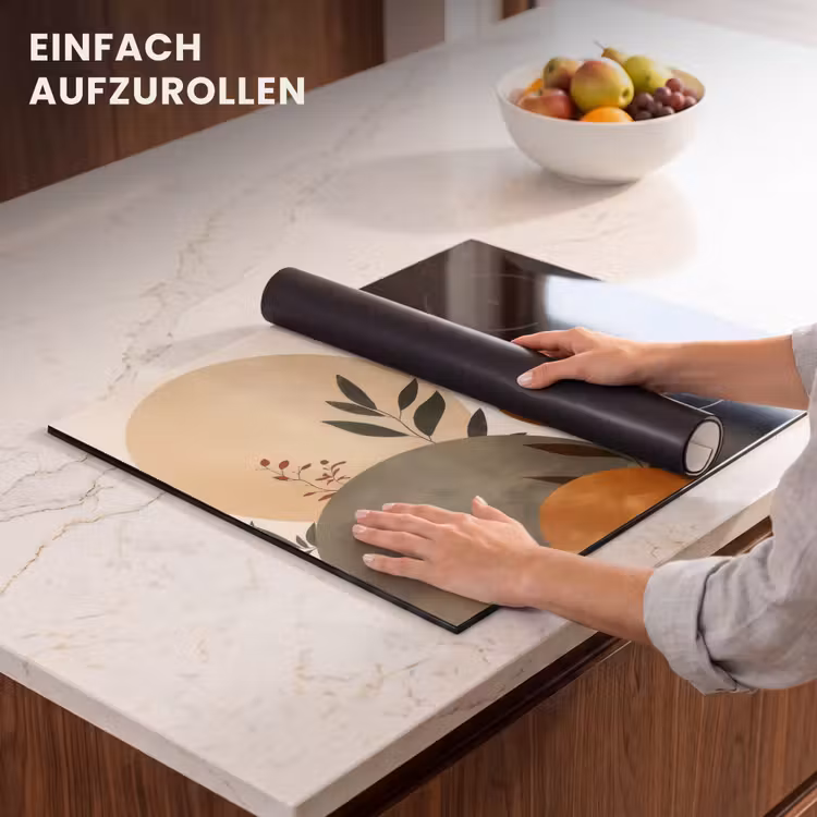 Herdabdeckplatte - Formen - Rund - Blätter - Beige — 7