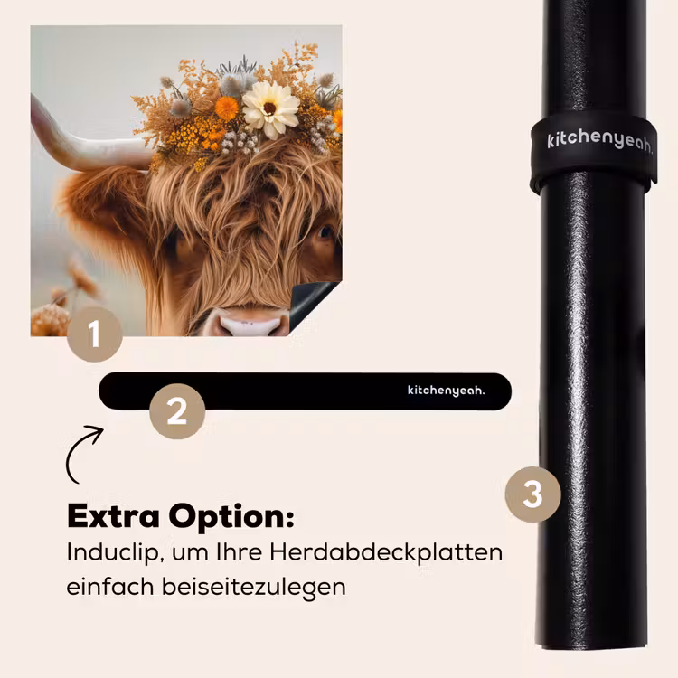 Herdabdeckplatte - Schottische Highlander - Blumen - Tiere - Kuh — 7