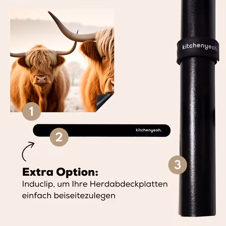 Herdabdeckplatte - Schottische Highlander - Grasfeld - Winter - Kuh — 7
