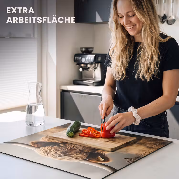 Herdabdeckplatte - Schottischer Highlander - Grasfeld - Kuh - Braun — 4