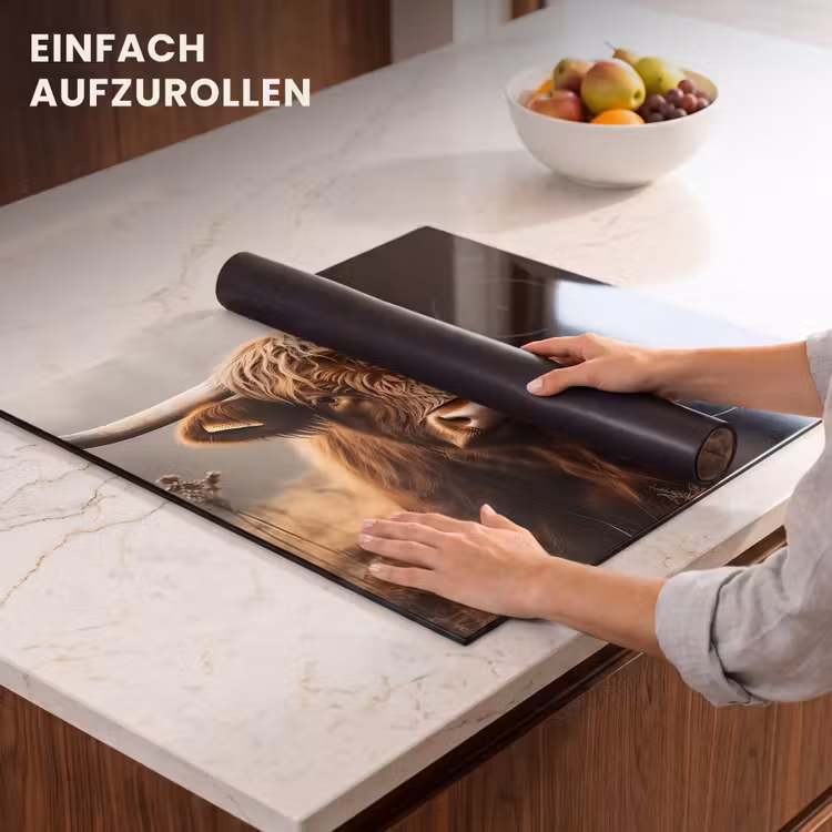 Herdabdeckplatte - Schottischer Highlander - Grasfeld - Kuh - Braun — 6