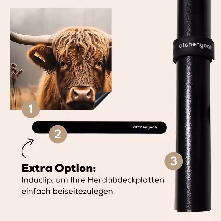 Herdabdeckplatte - Schottischer Highlander - Grasfeld - Kuh - Braun — 7