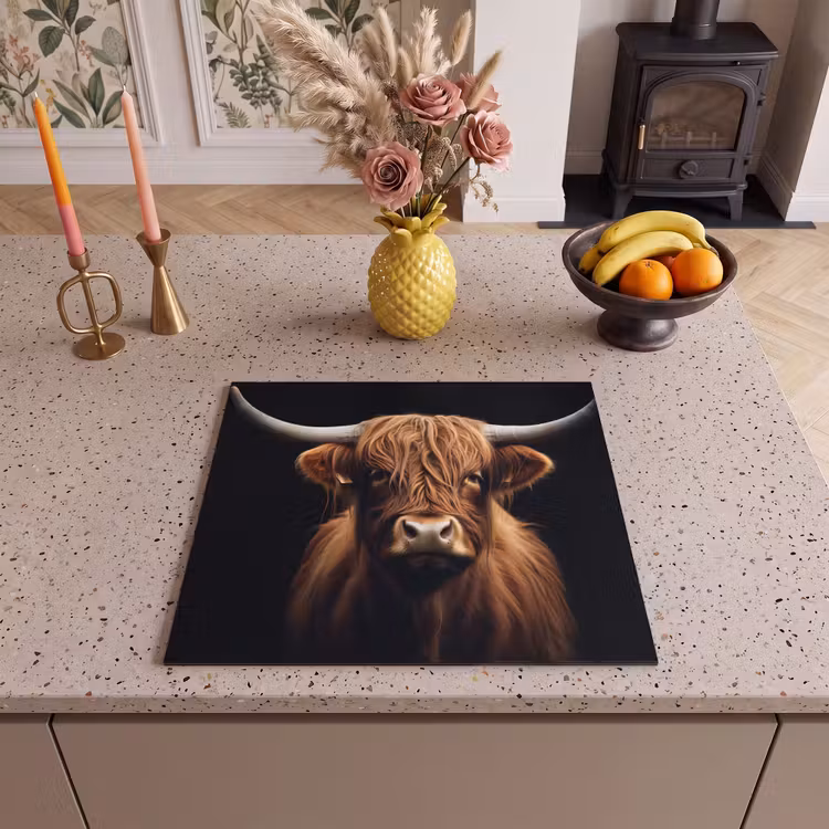 Herdabdeckplatte - Schottischer Highlander - Schwarz - Kuh - Tiere — 3
