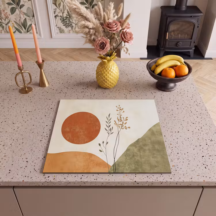 Herdabdeckplatte - Sonne - Abstrakt - Äste - Orange — 3