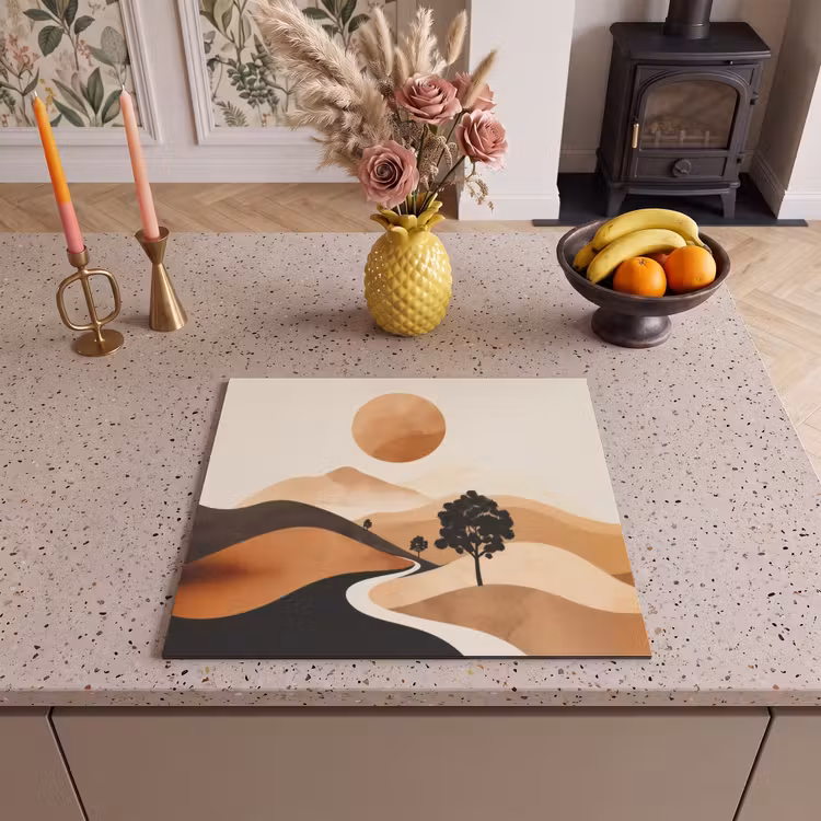 Herdabdeckplatte - Sonne - Hügel - Baum - Abstrakt — 3