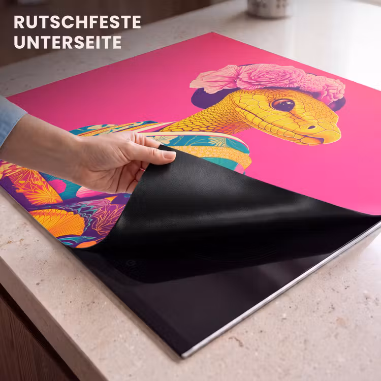 Herdabdeckplatte - Eidechse - Blumen - Rosa - Kimono — 6