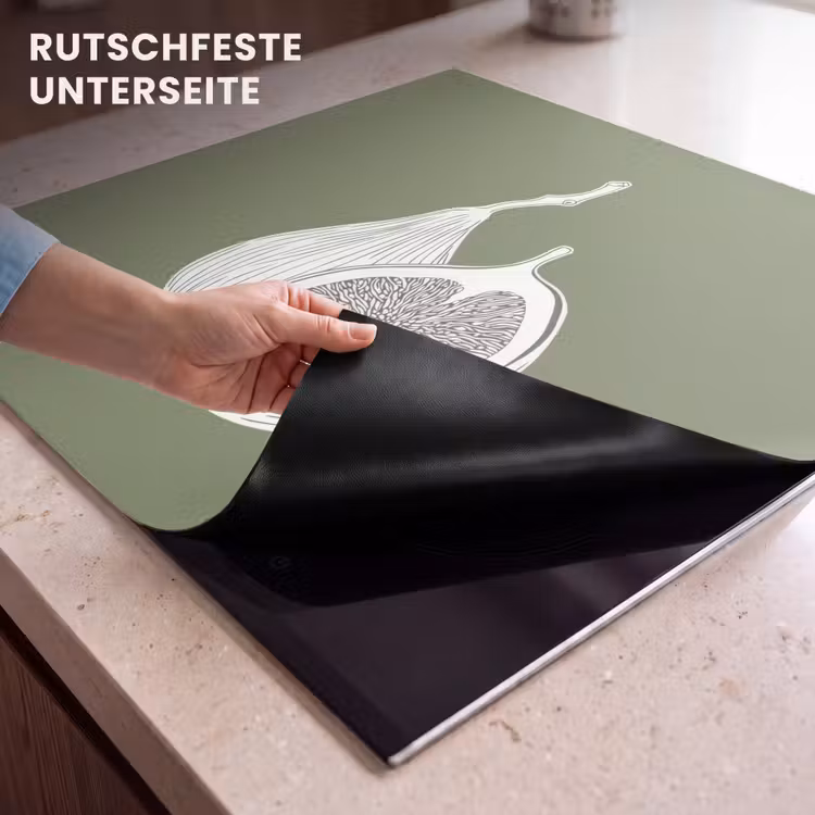 Herdabdeckplatte - Feigen - Minimalistisch - Gezeichnet - Moosgrün — 6