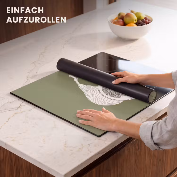 Herdabdeckplatte - Feigen - Minimalistisch - Gezeichnet - Moosgrün — 7