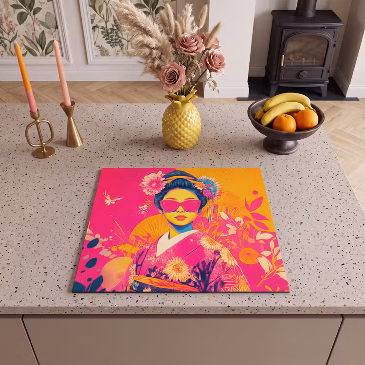 Herdabdeckplatte - Frau - Sonnenbrille - Abstrakt - Orange — 3