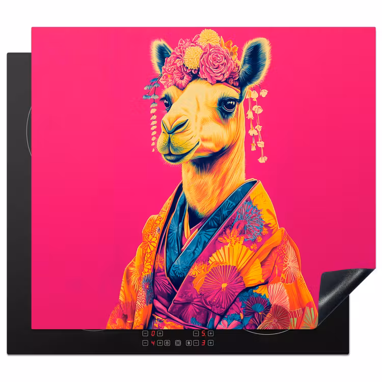 Herdabdeckplatte - Kamel - Blumen - Kimono - Fächer — 1