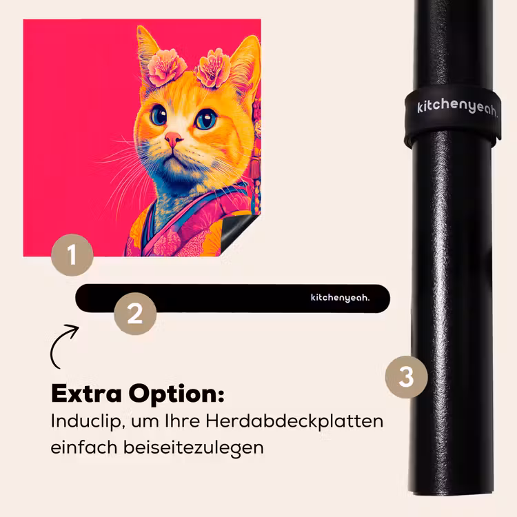 Herdabdeckplatte - Katze - Kimono - Blumen - Rosa — 8