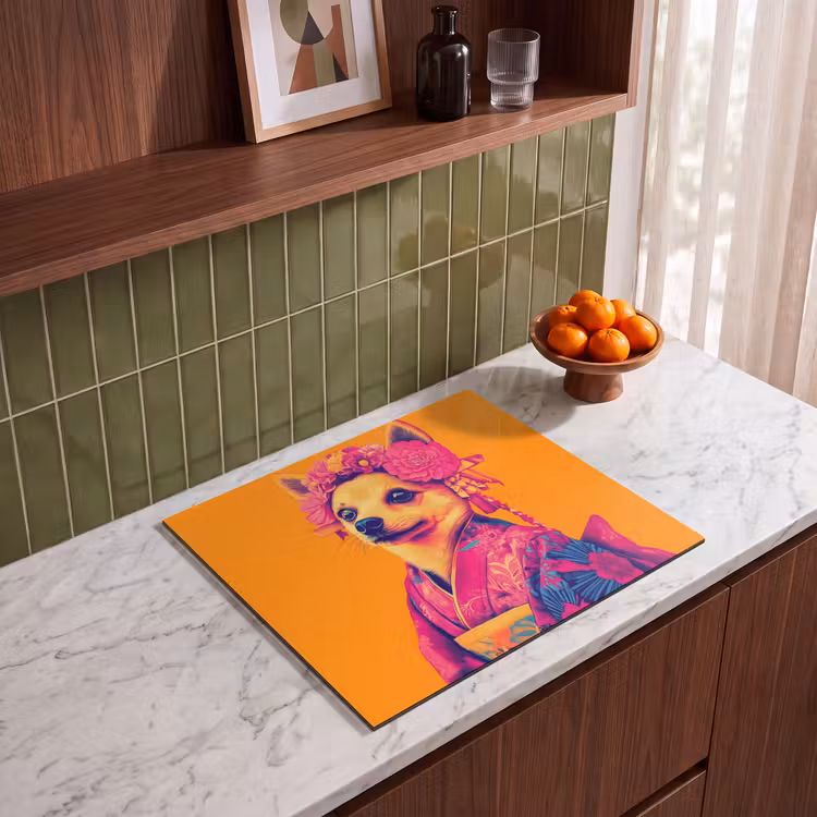 Herdabdeckplatte - Kimono - Hündchen - Blumenkrone - Orange — 4