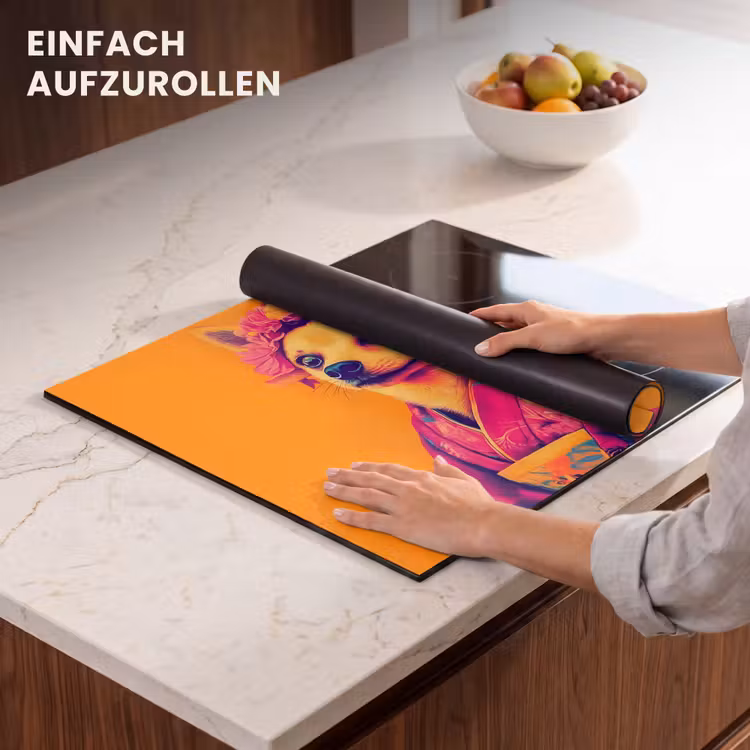 Herdabdeckplatte - Kimono - Hündchen - Blumenkrone - Orange — 7