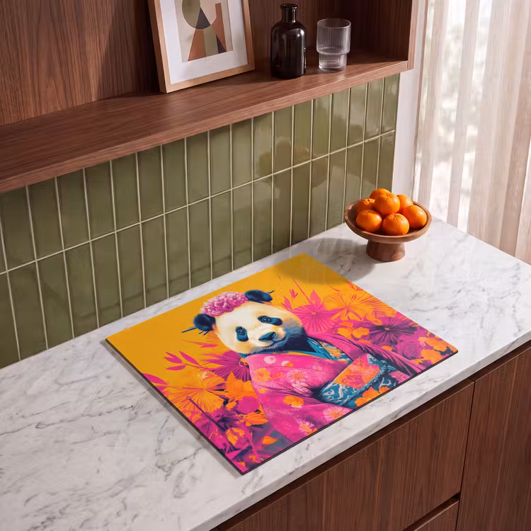 Herdabdeckplatte - Kimono - Rosa - Panda - Blumenkrone — 4
