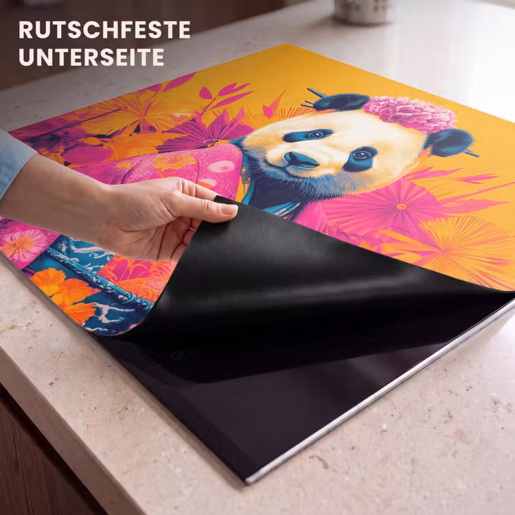 Herdabdeckplatte - Kimono - Rosa - Panda - Blumenkrone — 6