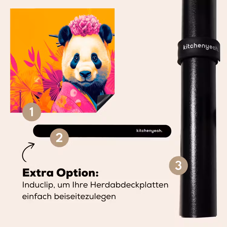 Herdabdeckplatte - Kimono - Rosa - Panda - Blumenkrone — 8