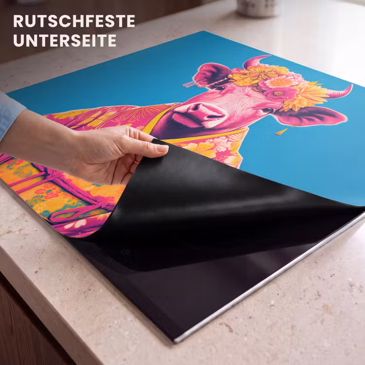 Herdabdeckplatte - Kuh - Blütenkranz - Ohrringe - Kimono — 6