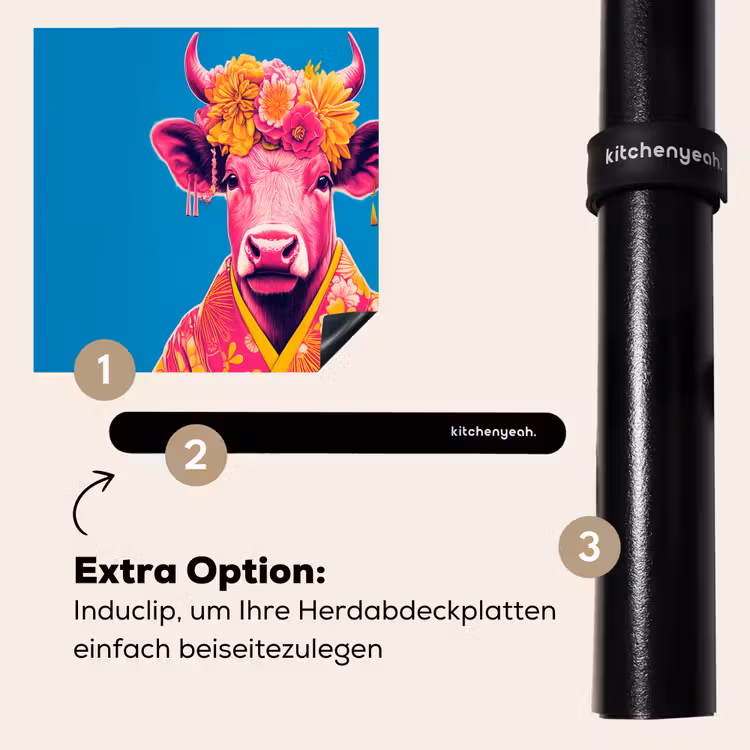 Herdabdeckplatte - Kuh - Blütenkranz - Ohrringe - Kimono — 8
