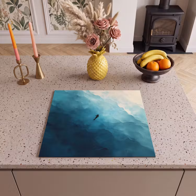 Herdabdeckplatte - Meer - Silhouette - Abstrakt - Blau — 3