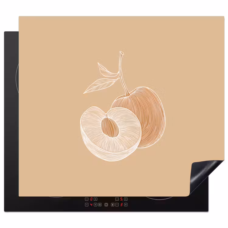 Herdabdeckplatte - Pfirsich - Strichzeichnung - Grube - Beige — 1