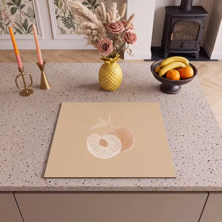 Herdabdeckplatte - Pfirsich - Strichzeichnung - Grube - Beige — 3