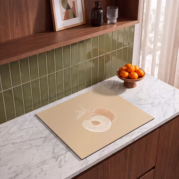 Herdabdeckplatte - Pfirsich - Strichzeichnung - Grube - Beige — 4