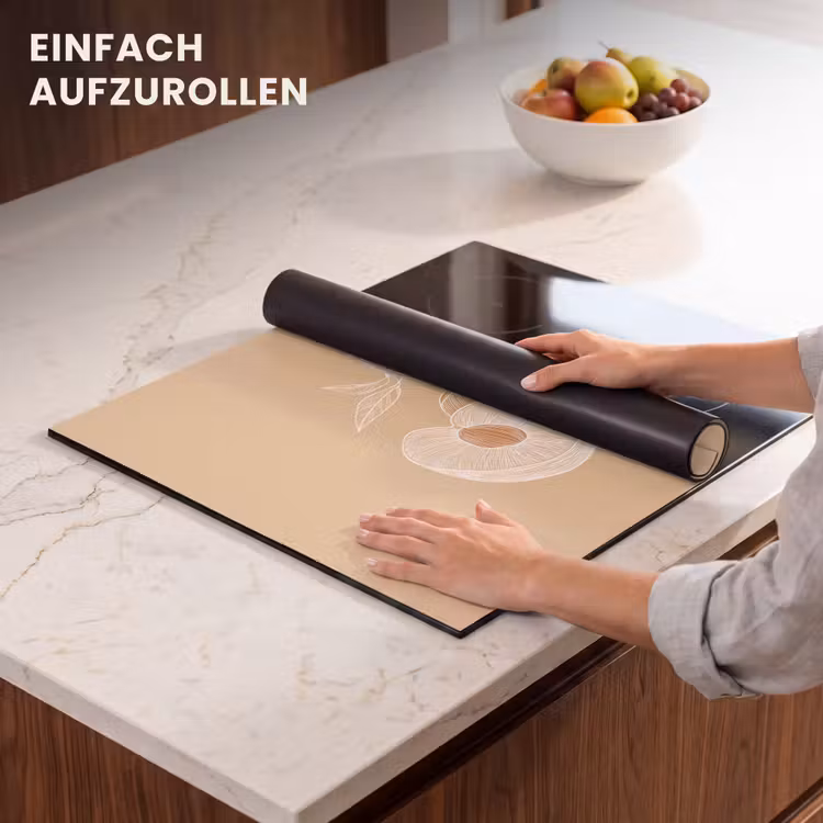 Herdabdeckplatte - Pfirsich - Strichzeichnung - Grube - Beige — 7