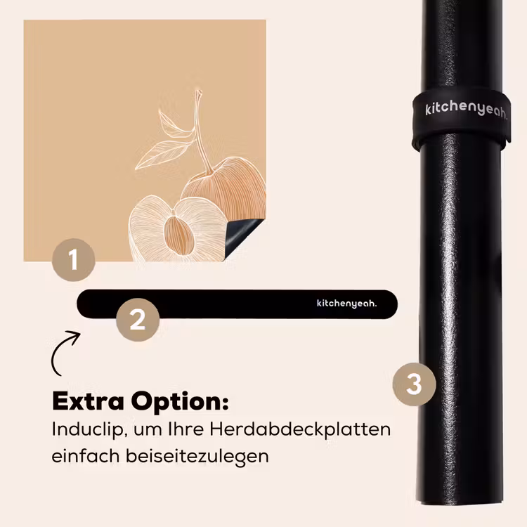 Herdabdeckplatte - Pfirsich - Strichzeichnung - Grube - Beige — 8