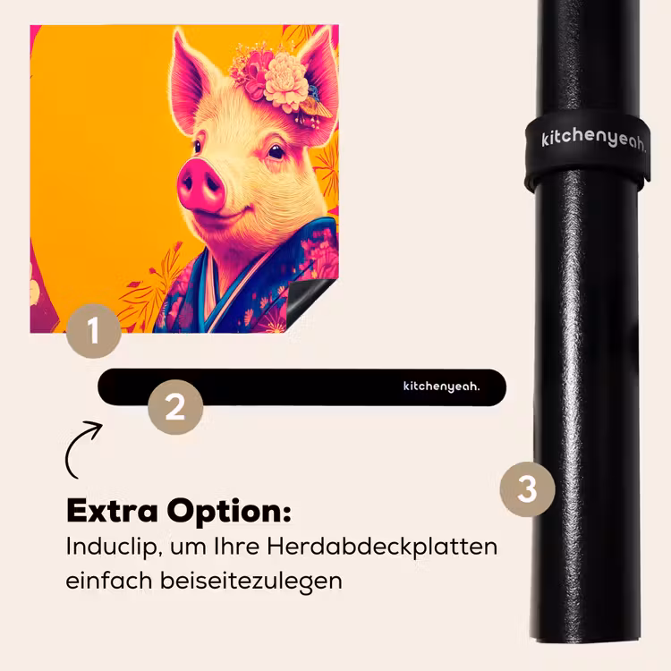 Herdabdeckplatte - Schwein - Blumenkrone - Kimono - Abstrakt — 8