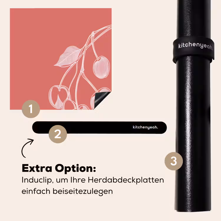 Herdabdeckplatte - Strichdarstellung - Kirsche - Zweig - Weiß — 8