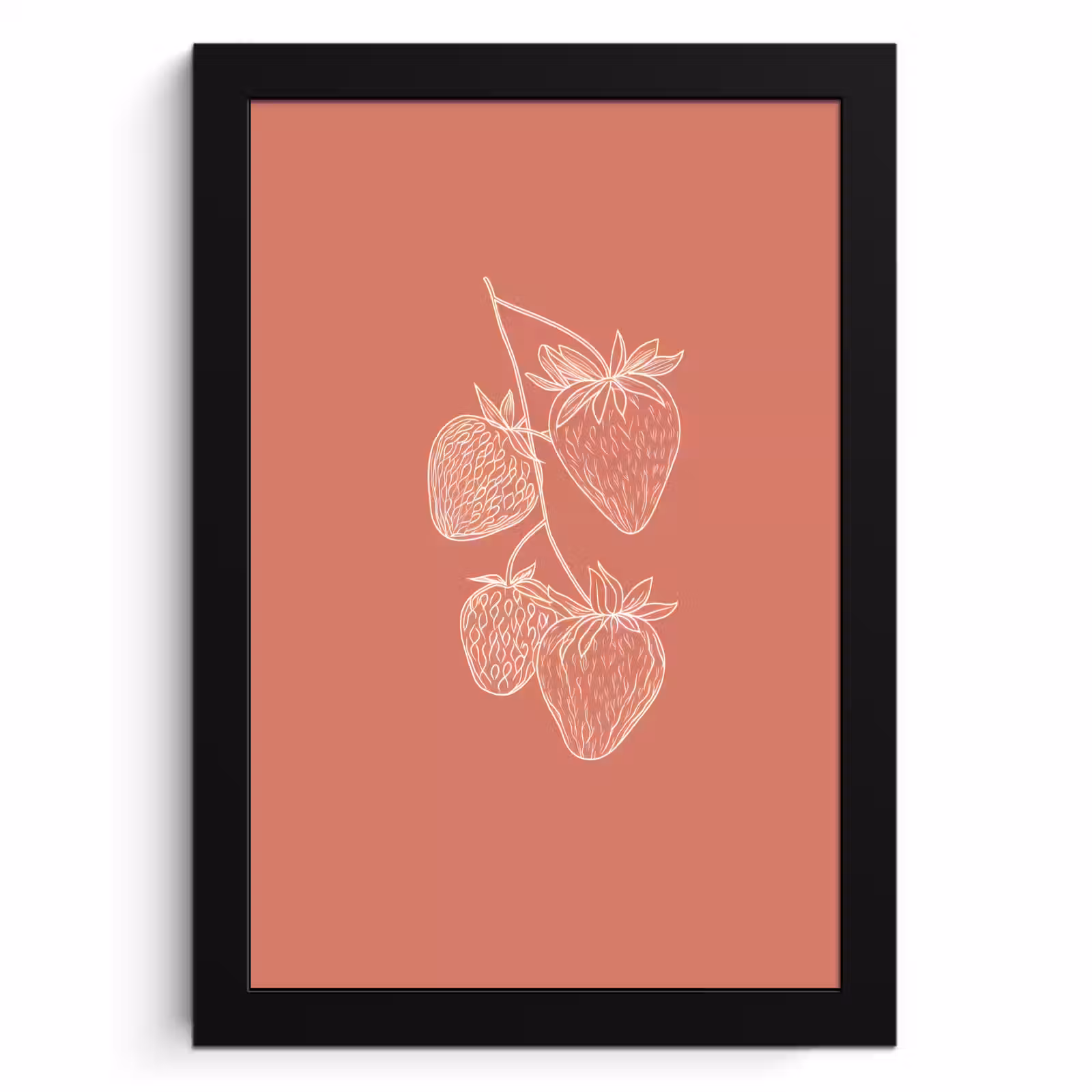 Bilder mit Rahmen - Minimalistisch - Illustration - Erdbeere - Zweig — 1