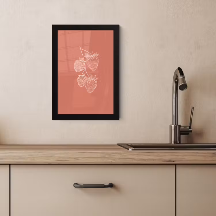 Bilder mit Rahmen - Minimalistisch - Illustration - Erdbeere - Zweig — 2