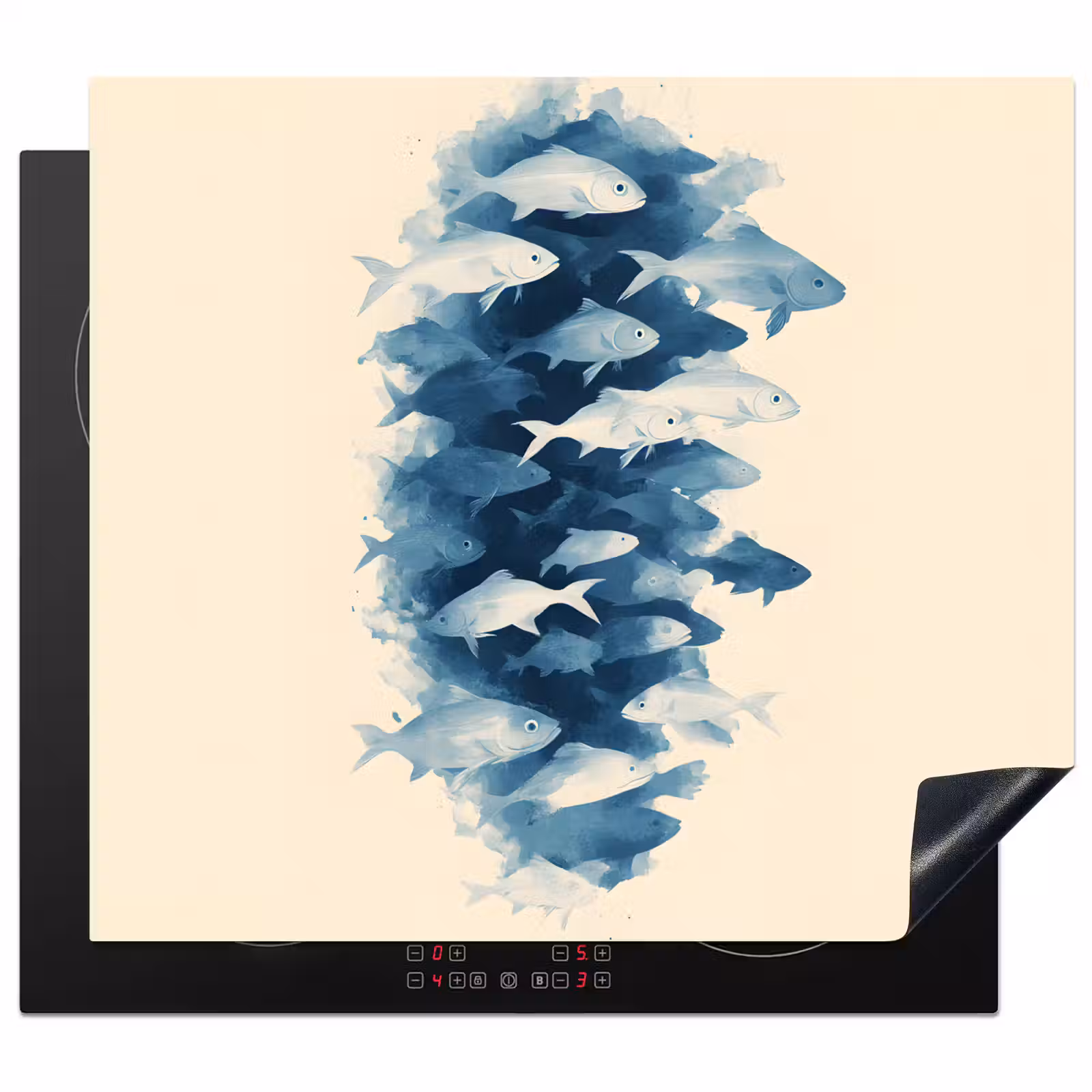 Herdabdeckplatte - Fische - Minimalistisch - Blau — 1