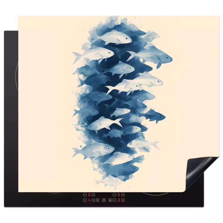 Herdabdeckplatte - Fische - Minimalistisch - Blau — 1