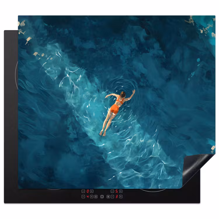 Herdabdeckplatte - Frau - Wasser - Bikini - Orange — 1