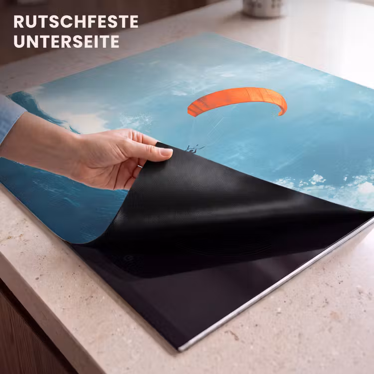 Herdabdeckplatte - Kitesurfer - Orange - Meer - Himmel — 6