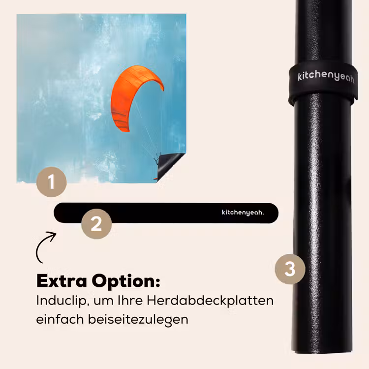 Herdabdeckplatte - Kitesurfer - Orange - Meer - Himmel — 8