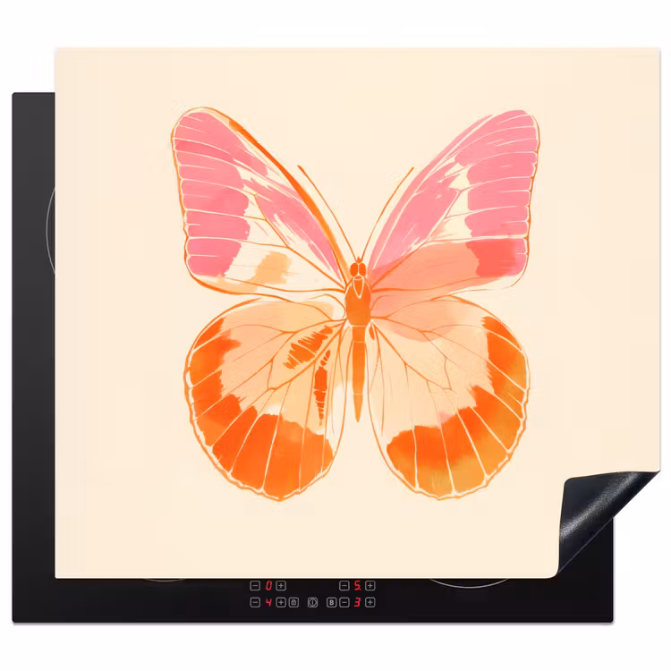 Herdabdeckplatte - Orange - Schmetterling - Minimalistisch — 1