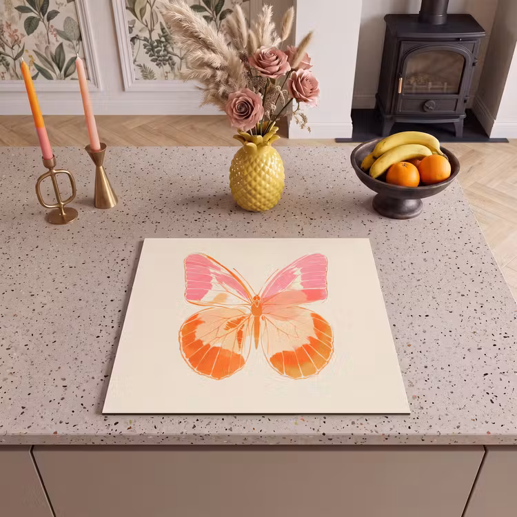 Herdabdeckplatte - Orange - Schmetterling - Minimalistisch — 3