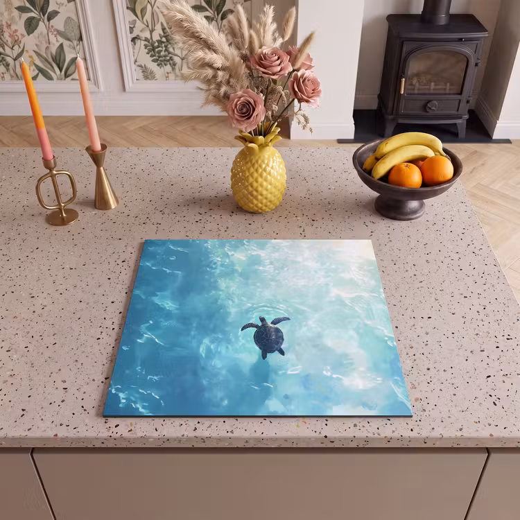 Herdabdeckplatte - Schildkröte - Meer - Blau - Glitzern — 3