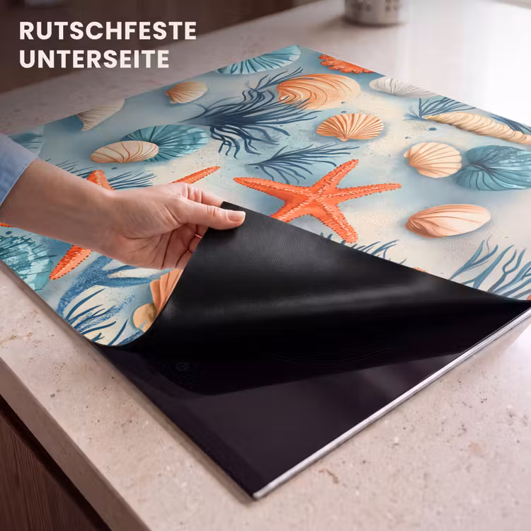 Herdabdeckplatte - Seesterne - Muscheln - Illustration - Sand — 6