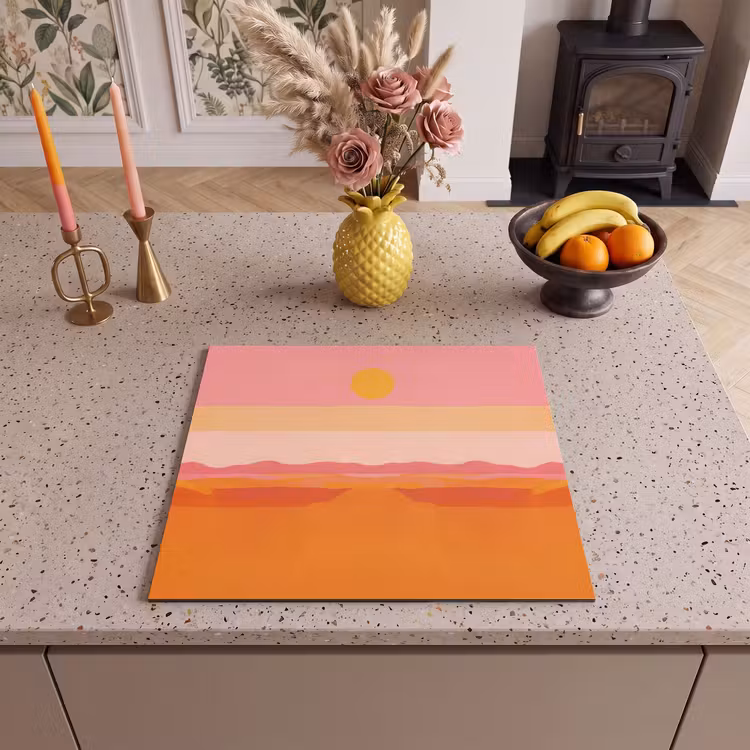 Herdabdeckplatte - Sonne - Abstrakt - Landschaft - Orange — 3